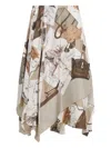 Ralph Lauren Glenn Knee Silk Midi Skirt Layered Design