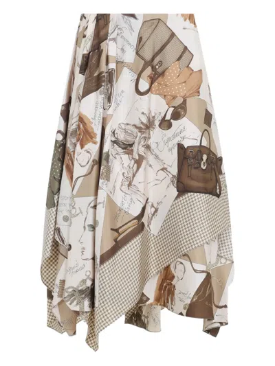 RALPH LAUREN ASYMMETRIC SILK MIDI SKIRT
