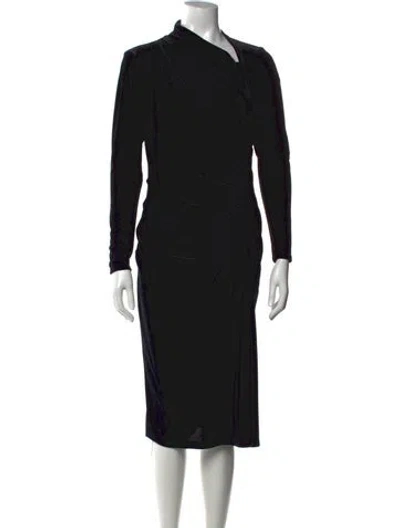 Pre-owned Ralph Lauren Asymmetrical Midi Length Dress W/ Tags In Black