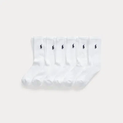 Ralph Lauren Kids' Athletic Crew Sock 6-pack In White
