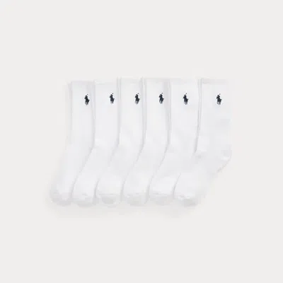 Ralph Lauren Kids' Athletic Crew Sock 6-pack In White In Yellow