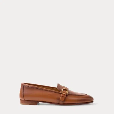 Ralph Lauren Audrey Welington Calfskin Loafer In Gold In Multi