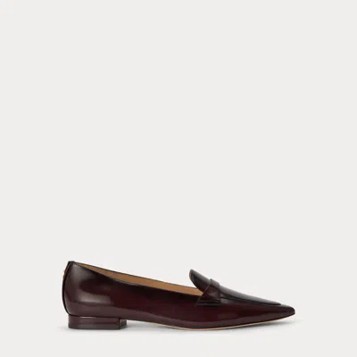 Ralph Lauren Audri Glazed Leather Loafer In Dark Garnet