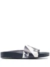 Ralph Lauren Audrina Logo-print Slides In Blau