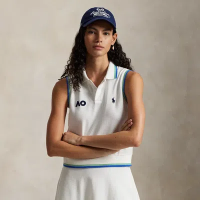 Ralph Lauren Australian Open Sleeveless Cropped Polo In White