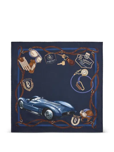 Ralph Lauren 오토모빌 프린트 포켓 스퀘어 In Blue