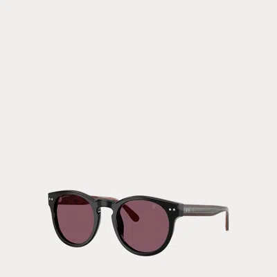 Polo Ralph Lauren Automotive Round Sunglasses In Black