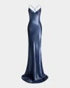 Ralph Lauren Autumn Crystal-embellished Gown In Blue