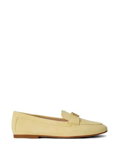 Ralph Lauren Averi Iii Logo-plaque Suede Loafers In Yellow