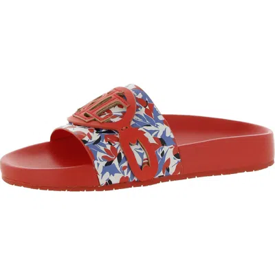 Ralph Lauren Ayden Womens Logo Comfort Footbed Pool Slides In Red