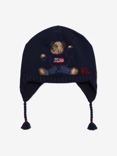 Ralph Lauren Kids'  Baby Boys Bear Earflap Hat In Blue