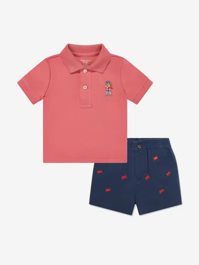 Ralph Lauren Kids' Baby Boys Bear Short Set In Multicoloured