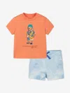 Ralph Lauren Polo Bear Top And Shorts Set In Orange