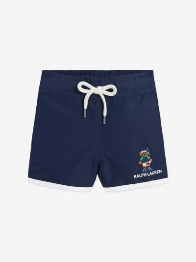 Polo Ralph Lauren Kids' Big Boys Polo Bear Elastic Drawstring Swim Trunk In Newport Navy
