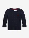 Ralph Lauren Baby Boys Cable Knit Jumper In Black