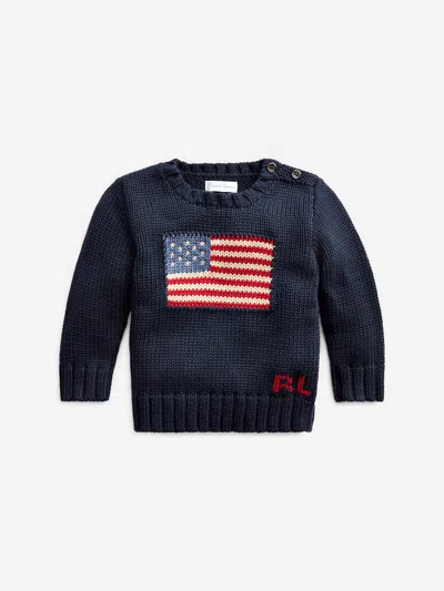 Ralph Lauren Baby Boys Cotton Flag Jumper In Blue
