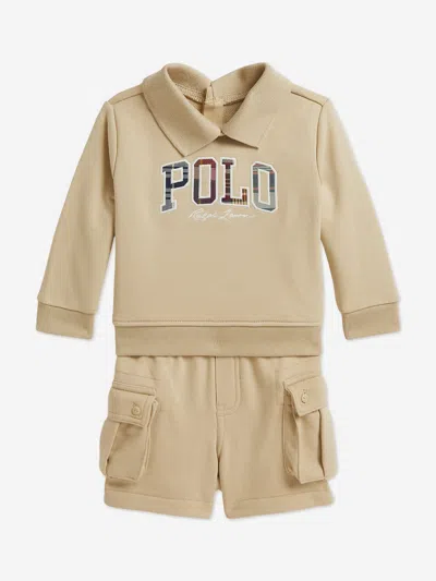 Ralph Lauren Baby Boys Easy French Terry Short Set In Brown