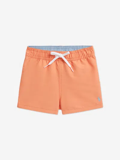 Ralph Lauren Kids'  Baby Boys Logo Swim Shorts In Orange