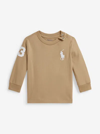 Ralph Lauren Baby Boys Long Sleeve Logo T-shirt In Brown