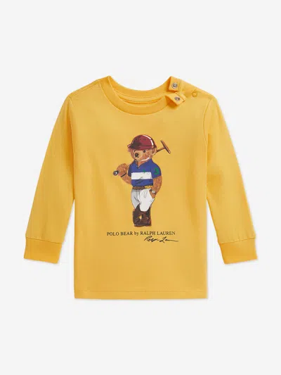 Ralph Lauren Baby Boys Long Sleeve Polo Bear T-shirt In Yellow