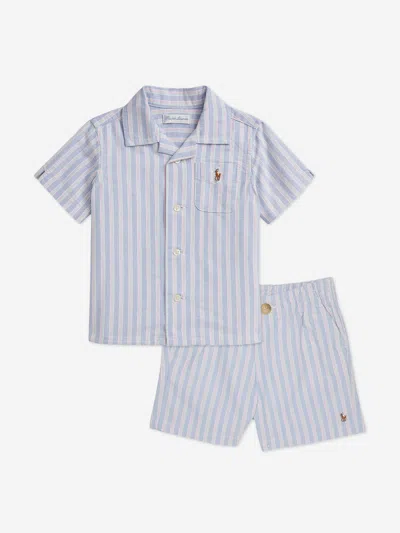 Ralph Lauren Kids'  Baby Boys Oxford Shirt And Shorts Set In Gray