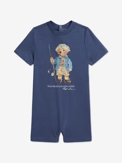 Ralph Lauren Kids'  Baby Boys Polo Bear Romper In Blue