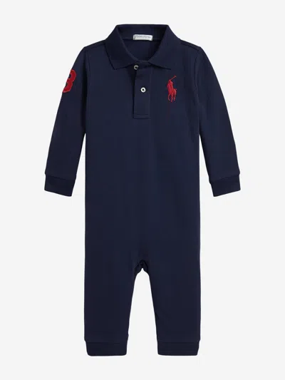 Ralph Lauren Baby Boys Polo Romper In Blue