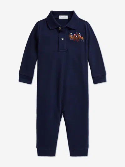 Ralph Lauren Baby Boys Polo Romper In Blue
