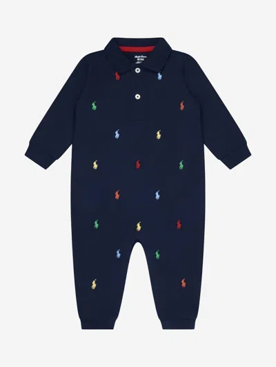 Ralph Lauren Baby Boys Schiffli Romper 9 - 12 Mths Blue