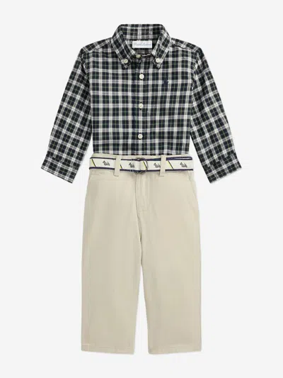 Ralph Lauren Baby Boys Shirt And Trouser Set In Neutral