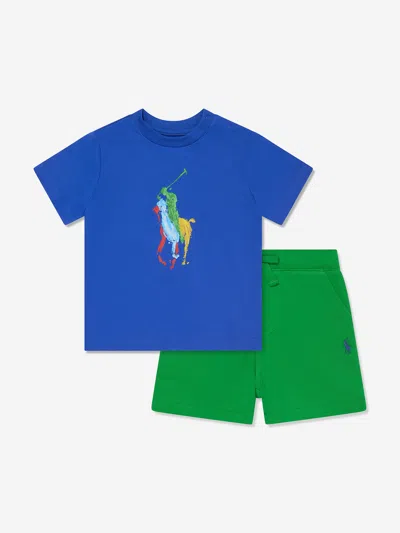 Ralph Lauren Babies' Polo Pony Cotton Short Set In Blue