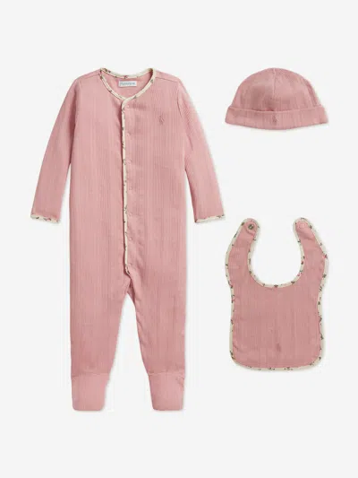 Ralph Lauren Kids'  Baby Girls 3 Piece Babygrow Set In Pink