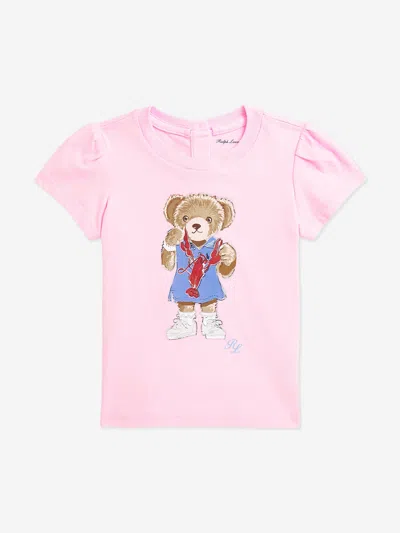Ralph Lauren Baby Girls Bear T-shirt In Pink
