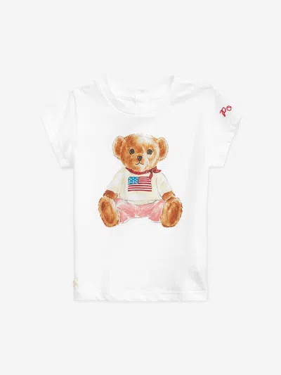 Ralph Lauren Baby Girls Bear T-shirt In White