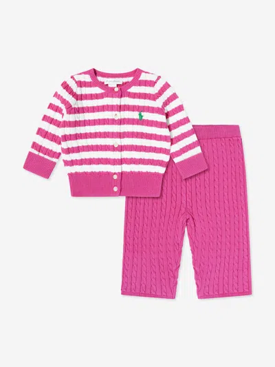 Ralph Lauren Baby Girls Cardigan And Pants Set In Multi