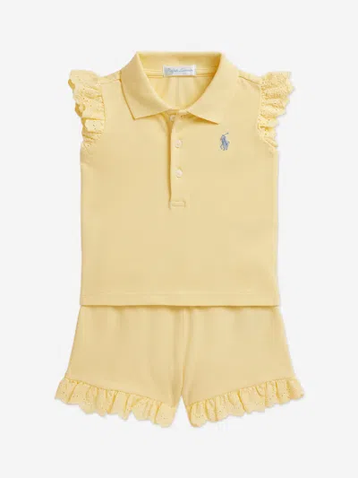 Ralph Lauren Baby Girls Logo Short Set In Brown