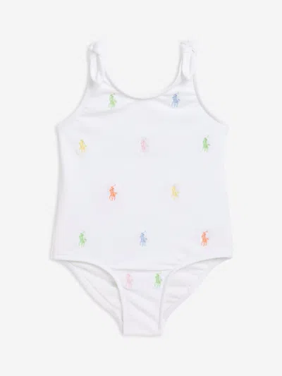 Ralph Lauren Kids' Baby Girls Logo Swimsuit In White