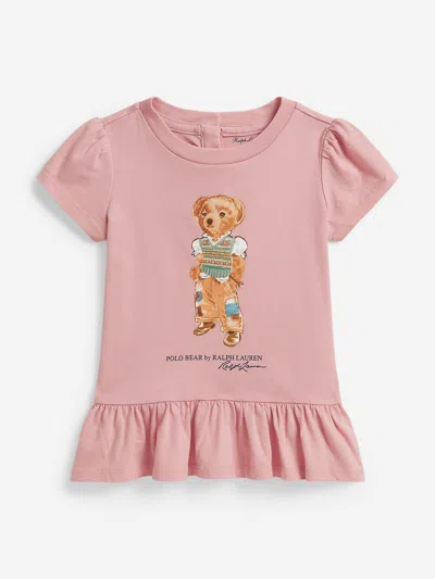 Ralph Lauren Baby Girls Polo Bear Jersey Dress In Pink