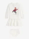 Ralph Lauren Baby Girls Polo Bear Sweater Dress In White