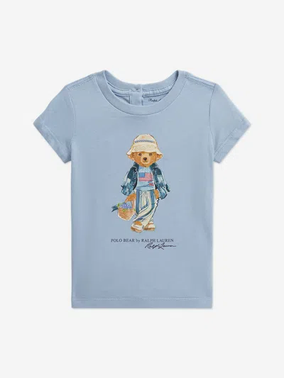 Ralph Lauren Baby Girls Polo Bear T-shirt In Blue