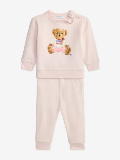 Ralph Lauren Baby Girls Polo Bear Tracksuit In Pink