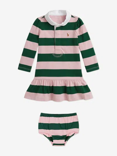RALPH LAUREN RALPH LAUREN BABY GIRLS STRIPED RUGBY DRESS