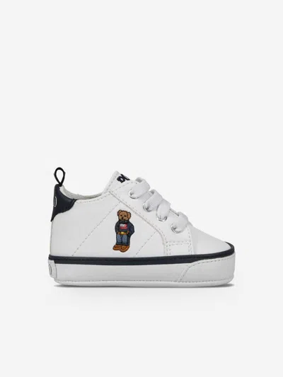 Ralph Lauren Baby Quilton Bear Gore Hi Trainers In White