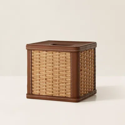 Ralph Lauren Bailey Tissue Box In Saddle In Burgundy