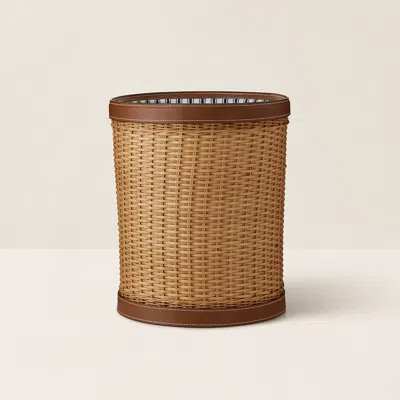 Ralph Lauren Bailey Waste Bin In Saddle In Pattern