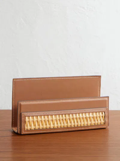 Ralph Lauren Bailey Woven Leather Letter Rack In Brown
