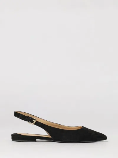 Ralph Lauren Londyn Suede Slingback Flat In Black In Multi