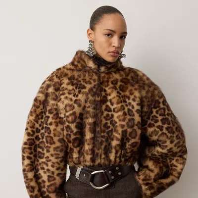 Ralph Lauren Balvin Leopard-print Lamb-shearling Coat In Tan Multi In Animal Print
