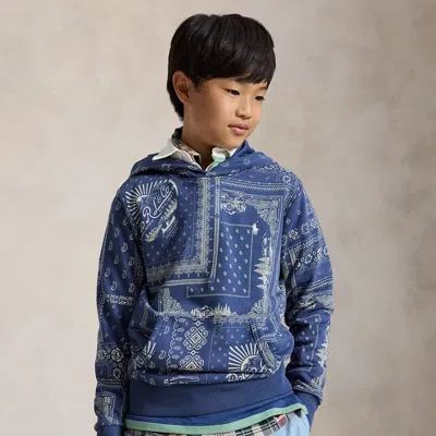 Ralph Lauren Kids' Bandanna-print French Terry Hoodie In Anglers Bandana Patchwork In Blue