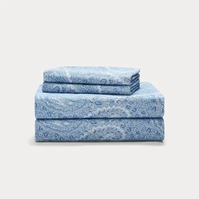 Ralph Lauren Bantry Paisley Flannel Sheet Set In Blue